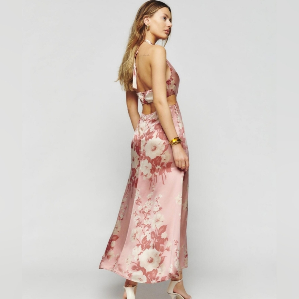 Reformation Nerida Silk Dress Bellini Pink Floral NWT